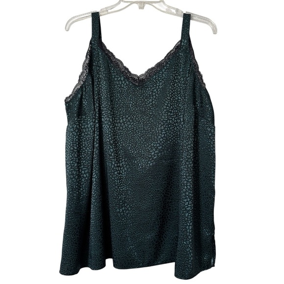 Lane Bryant Satin Cami 🐾 Size 18 | Animal Print Tank w/ Lace Trim - Picture 2 of 7